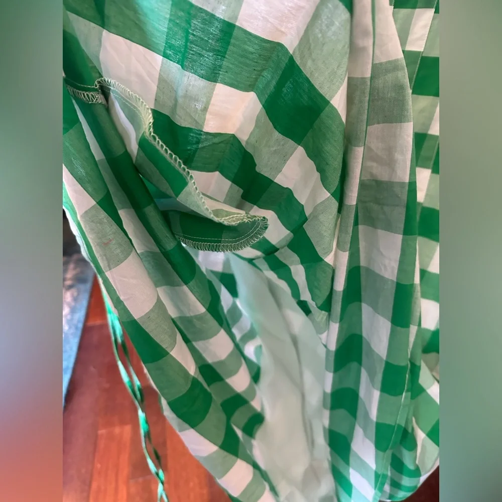 💚 Aura Green/White Checkered Dress. Pink Accents & Pockets. Women’s Large. NWOT. - Picture 12 of 14